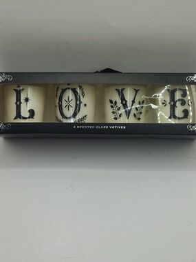Haven St. Candle Co. LOVE 4-Piece Scented Glass Votive Set. NEW